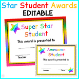 Printable Super Star Student Award, Editable Awesome Stude