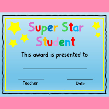 Printable Super Star Student Award, Editable Awesome Student Awards