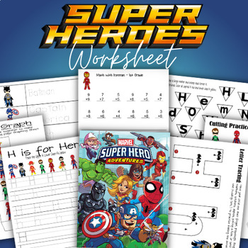 Preview of Printable Superhero Marvel Worksheets and Activity Sheets