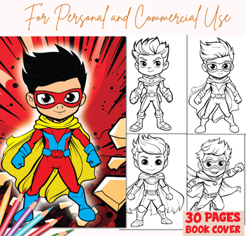 Preview of Printable Superhero coloring book for kids, coloring pages, digital resource