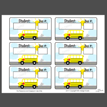 Printable Tags School Bus Labels Name Tags Classroom Decoration