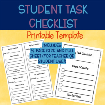Preview of Printable Task Checklist Template For Students