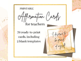 Printable Teacher Affirmations, notecards marble theme