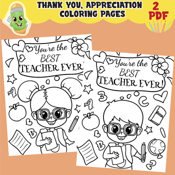 Preview of Printable Teacher Appreciation Coloring Pages, Appreciation Thank You Coloring