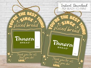 Preview of Printable Teacher Appreciation Gift Card Printable, Instant Download Panera Gift
