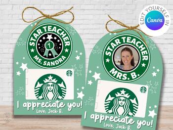 Preview of Editable Teacher Appreciation Gift Card Printable | Star Teacher Card