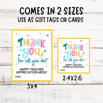 Printable Teacher Appreciation Gift Tag | Thank You For All You Do ...