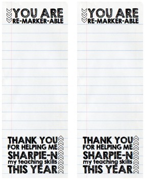 Haas Messing Nacht Printable Teacher Gift Tag Label Sharpie Marker "You are Remarker-able"