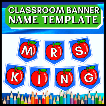 Preview of Printable Teacher Name Apple Banner → Editable Bulletin Board Decor All Letters