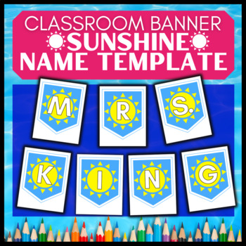 Preview of Printable Teacher Name Sun Banner → Bulletin Board Decor All Letters