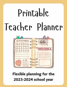 Preview of Printable Teacher Planner | 2023-2024