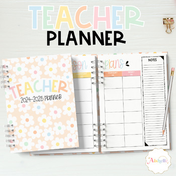 Preview of Printable Teacher Planner 2024-2025 | Teacher Binder | Pastel Teacher Agenda