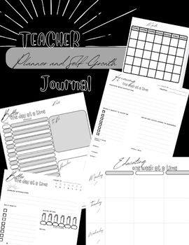 Preview of Printable Teacher Planner & Self-Growth Journal Daily, Weekly, Month Reflection