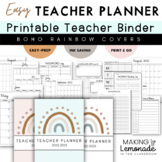 Printable Teacher Planner - Teacher Binder - Boho Rainbow