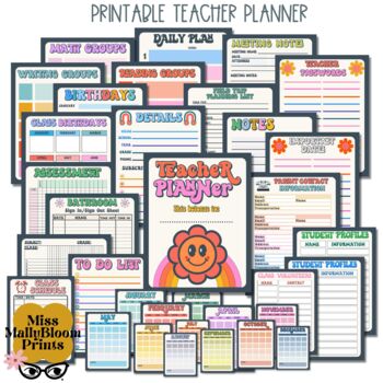 Preview of Printable Teacher Planner, Teacher Notebook, Teacher Organizer, Daily Agenda