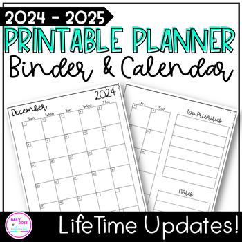 Preview of Printable Teacher Planner and Binder 2023-2024 With Teacher Calendar 2023-2024