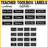 Printable Teacher Toolbox Labels, Black and White Teacher 