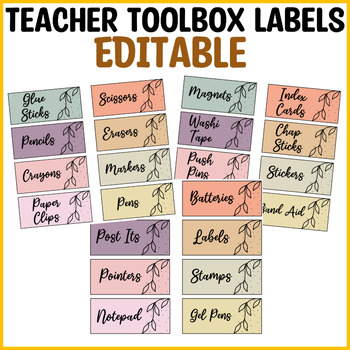 Preview of Printable Teacher Toolbox Labels,Editable Teacher Toolbox Tags, Classroom Decor