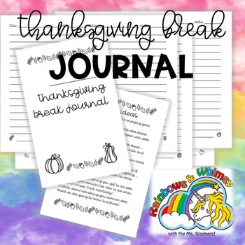 Preview of Printable Thanksgiving Break Journals