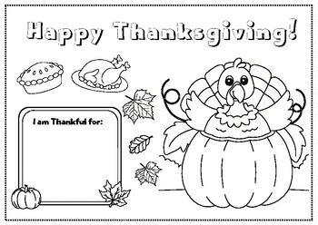 Printable Thanksgiving Placemat, I am thankful for, Thanksgiving ...