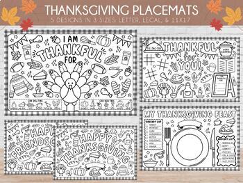 Preview of Printable Thanksgiving Placemats | Thanksgiving Activity Placemat | Coloring Mat
