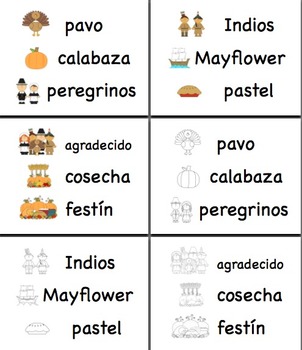 Printable Thanksgiving Vocabulary Words: SPANISH by MyAceStraw | TpT