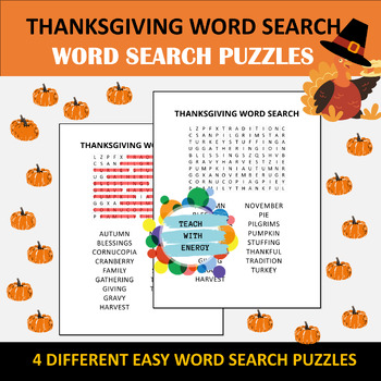 Printable Thanksgiving Word search With Answer Keys, fall Thanksgiving ...