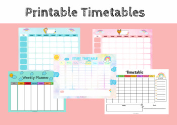 Preview of Printable Timetables for kids | Weekly Timetable Template | Planner for kids