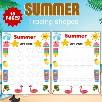 Preview of Printable Tracing Handwriting Practice Shapes - Fun Summer Saison Activities