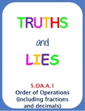 Printable Truths and Lies - Order of Operations (with frac