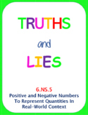 Printable Truths and Lies - Positive and Negative Numbers 