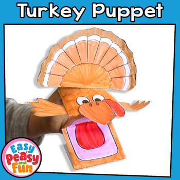 Printable Turkey Puppet Craftivity Template - Thanksgiving Craft Template