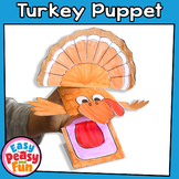 Printable Turkey Puppet Craftivity Template - Thanksgiving