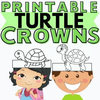 Preview of Printable Turtle Crown Craft Hat | SET OF 2 | Coloring Activity | NO PREP