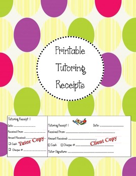 Preview of Printable Tutoring Receipts