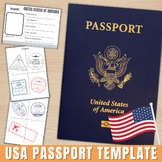 Printable US Passport Blank Template | Stamps | Boarding P