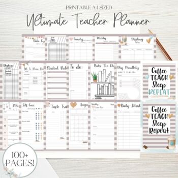 Schoolgirl Style Simply Stylish Tropical Teacher Planner Planner Stickers for Classroom or Homeschool Lesson Plan Book With Checklists 8 in. x 11 in. Undated Weekly & Monthly Planner 