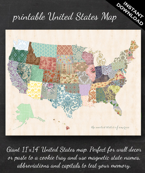 Preview of Map - Printable United States Map - 11" x 14"