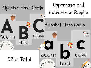 Preview of Printable Uppercase and Lowercase Alphabet Flashcards, Early Learner