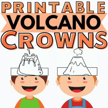 Preview of Printable VOLCANO Paper Crown Craft Hat | SET OF 2 | Coloring Activity | NO PREP