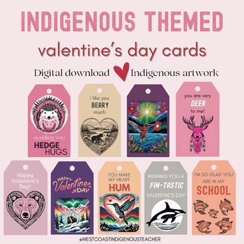 Preview of Printable Valentine's Cards Indigenous Animals