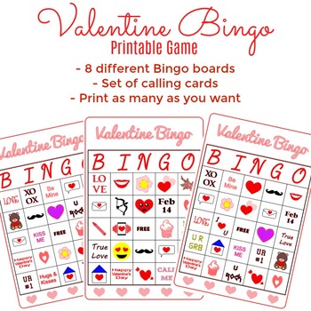 Printable Valentine's Day Bingo Game by Stefanie Cornwall | TPT