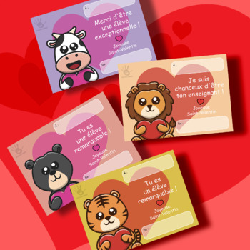 Preview of Printable Valentine's Day Cards - From Teacher to Student ❤️ French