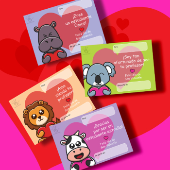 Printable Valentine's Day Cards - From Teacher to Student ️ Spanish