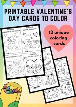 Preview of Printable Valentine's Day Cards To Color