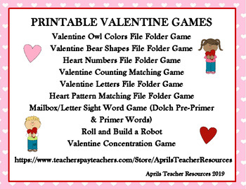 printable valentine s day games colors shapes numbers alphabet sight words