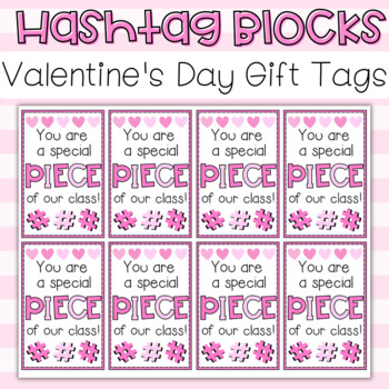 Preview of Printable Valentine's Day Gift Tags - Target Hashtag Blocks - Plus Plus Blocks