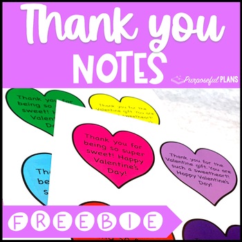 Preview of Valentine's Day Thank You Note Card from Teacher - Printable Template FREEBIE