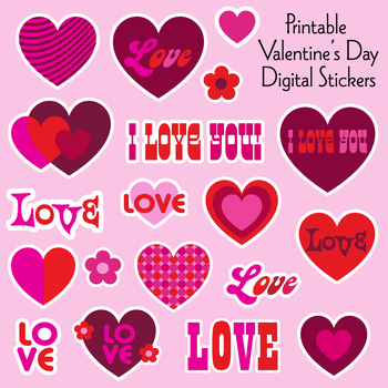 Heart Stickers, Valentines Day Stickers, Valentine Stickers Bulk