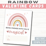 Printable Valentine's Day cards for kids- Boho Rainbow